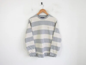 Mens Ben Sherman Grey White Stripe Cotton Crewneck Sweatshirt Jumper Size S/M - Picture 1 of 8