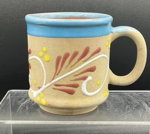 VINTAGE MEXIKANISCHER ROTER TON KUNSTKERAMIK BECHER HANDBEMALT - Bild 1 von 6