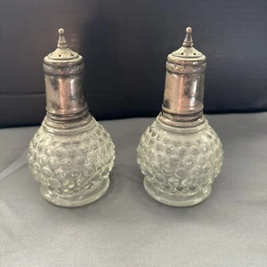 Vintage Provincial Bubble Glass Salt & Pepper Shakers w/Metal Caps - Picture 1 of 5