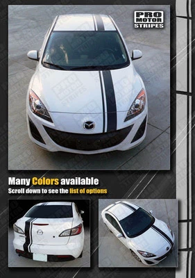 Mazda 3 2009-2013 Coupe Offset Rally Racing Stripes Decals (Choose Color) - Image 1 of 2