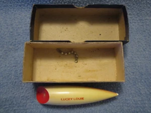 Vintage Lucky Louie 4 3/4" Wee Louie wood salmon plug fishing lure Nice! - Picture 1 of 11