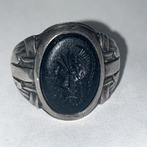 Anillo de hombre soldado romano vintage tallado hematita intaglio talla 8 - Imagen 1 de 6