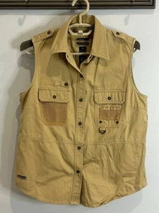 Lauren RL Dry Goods Safari Mesh Pocket Snap Front Sleeveless Shirt Dark Tan M - Bild 1 von 10