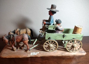 Carl Benson Wood Carving Art Sculpture Western Pioneer Horse Figures SEE PHOTOS - Picture 1 of 24