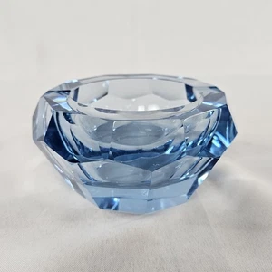 Cenicero facetado de vidrio de Murano MCM azul claro pesado 3,3 libras y 5" x 2,75" LEER⬇ - Imagen 1 de 9