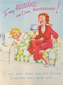 Tarjeta de aniversario de colección 1947 Rust Craft para marido 7 páginas me encontré tan feliz - Imagen 1 de 6