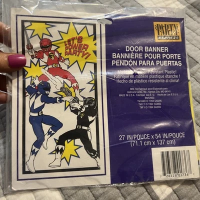 Винтажный дверной баннер Saban Power Rangers Bandai 1994 54x27 дюймов Party Express 90-е - Изображение 1 из 2