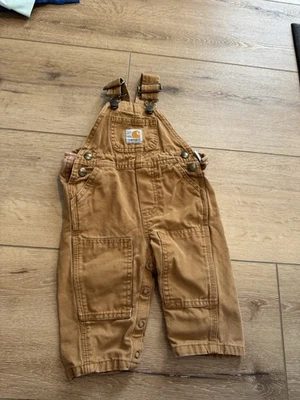 Mono con tirantes de lona marrón Baby Carhartt pantalones de doble rodilla 6 meses Foto 1 de 4