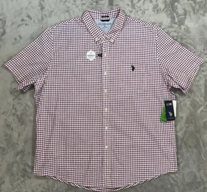 US Polo Assn. Mens 3XL Red Blue Check Pliad Button Down Chest Pocket Stretch NWT - Picture 1 of 22