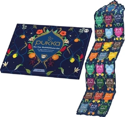 PUKKA  BIO- Tee Wohlfühlkalender  Adventskalender aufklappbar 24 Beutel mit Text - Bild 1 von 4