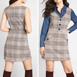 Modcloth In It to Win It Pinafore Plaid Mini Dress Size 14 - Picture 1 of 9