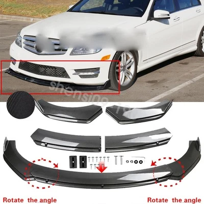 For Mercedes-Benz C200 C250 C300 Front Bumper Lip Splitter Chin Carbon Style Foto 1 de 4
