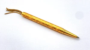 MINI BOLÍGRAFO ESTRELLADO DORADO VINTAGE EN PARTE DORADA LAMINADA PATRÓN DE NUBES FRANCIA - Imagen 1 de 7