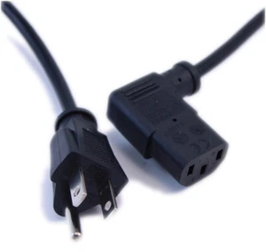 Cable de alimentación de computadora en ángulo de 6 pies (enchufe NEMA 5-15P a C13 18 AWG negro - Imagen 1 de 3