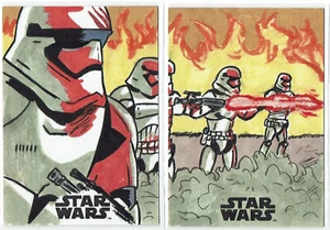 Star Wars Saga Topps 2 x Artist Sketch Card by Ibrahim Ozkan Stormtrooper Scene - Picture 1 of 2