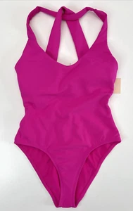Traje de baño de una pieza WILO THE LABEL para mujer pequeño con cuello en V rosa intenso nuevo con etiquetas - Imagen 1 de 24