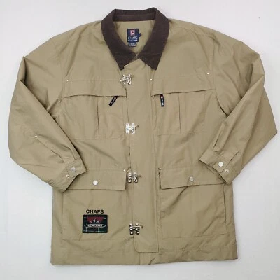 Chaps Ralph Lauren Jacket Mens Large Khaki Field Chore Barn Coat Hook Loop Clasp - Image 1 of 4