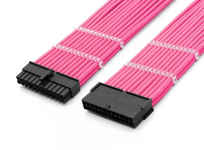 24-pin ATX Motherboard 30cm Pink Sleeved Extension + Cable Combs for DIY PC Case - Image 1 of 4