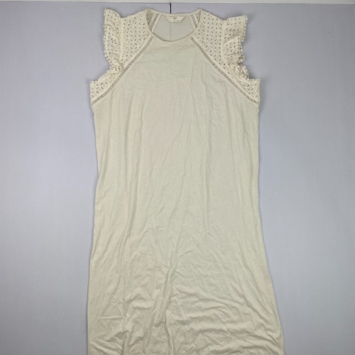 OFF WHITE Abito M&S grande crema senza maniche pizzo midi cotone