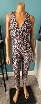 Women's Sexy NWT Workout Jumpsuit Leopard Print with Crisscross Back size Medium - Image 1 of 4