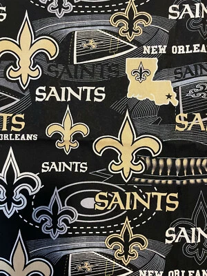 NEW ORLEANS SAINTS Cotton Fabric 1/4 Yard - Great for Masks or Quilts - Image 1 of 2