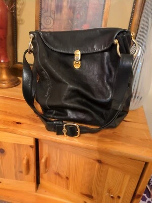 Bolso de hombro Marino Orlandi de cuero negro bellamente elaborado hecho en Italia Foto 1 de 4
