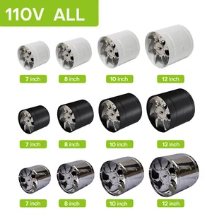 6" 8" 10"Inline Duct Fan Blower Booster Exhaust Fan HVAC Air Cooling Ventilation - Picture 1 of 26