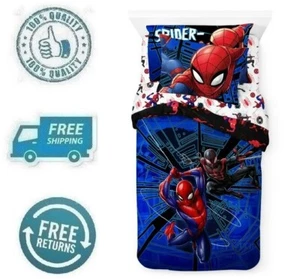 New Spiderman Kid Twin Bed in a Bag Comforter Bedding Sheet Pillowcase 4pc Set - Picture 1 of 6