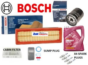 BOSCH SERVICE KIT FOR FIAT 500 1.2i OIL AIR POLLEN FILTERS PLUGS SUMP PLUG & OIL - Picture 1 of 1