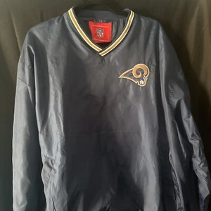Vintage 90's NFL St Louis RAMS Football Side Zip Pullover Windbreaker Jacket - Picture 1 of 11