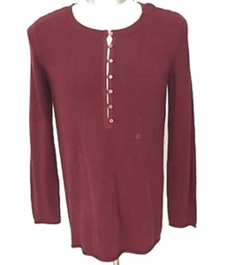 Camicia Henley nuova senza etichette Eddie Bauer bordeaux morbido cotone LS taglia L - Foto 1 di 4