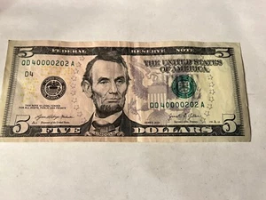 2021 $5 (4 0s In A Row) – 4-0-2s FANCY NUMBER - TRINARY, Whitesquirrelcoins - Picture 1 of 3