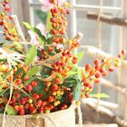 Artificial Red Bird Berry Spray Stem Of Faux Berries Autumn Christmas Decoration