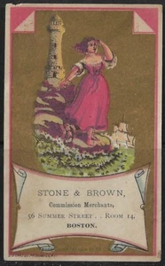 Stone & Brown Commission Merchants Victorian Trade Card 2,5 "x 4" US Card Co. - Foto 1 di 2