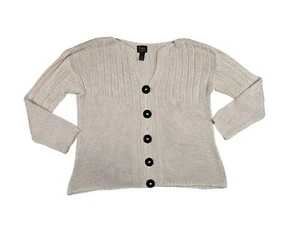 Pure Handknit Womens L/xl White 100% Cotton Chunky Knit Cardigan - Picture 1 of 7