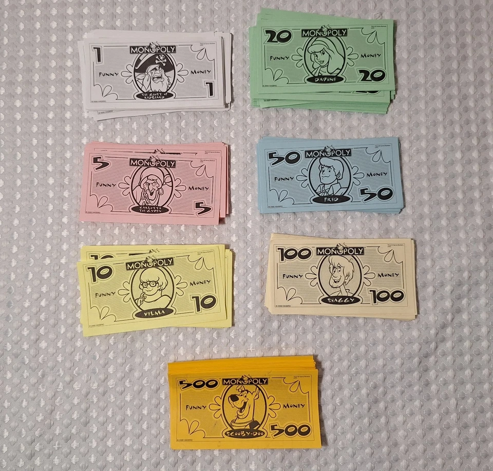 2002 Monopoly Scooby Doo Edition Replacement Parts Game Pieces Paper Money - Image 1 of 4