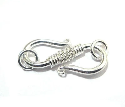 3 PCS 28X11MM COPPER BALI S HOOK CLASP STERLING SILVER PLATED 2MM THICK 791 JRH- - Image 1 of 3