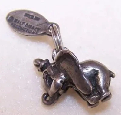 Редкий винтажный амулет из чистого серебра со слоном Дамбо производства Walt Disney - Изображение 1 из 4