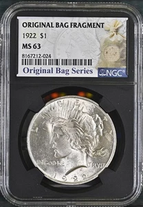 1922 $1 NGC MS63 FRAMMENTO DI BORSA ORIGINALE - Foto 1 di 2