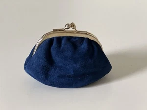 Italienische Wildleder Geldbörse | dunkelblau | Kiss Lock Vintage - Bild 1 von 8