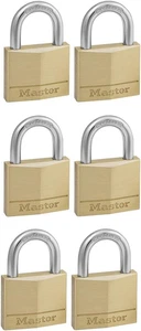 140EURSIX Confezione Da 6 Lucchetti Con Chiavi in Ottone, Oro, 6 X 4 X 1.3 Cm - Foto 1 di 12
