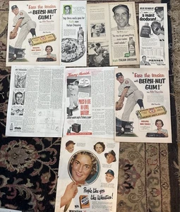 1949-1960’S BASEBALL~8 PC. YANKEES AD CUTS~DIMAGGIO~BERRA(2)~BEECH NUT - Picture 1 of 13