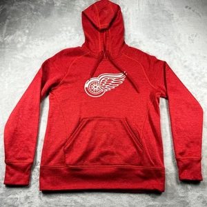Felpa con cappuccio Detroit Red Wings uomo M Adidas pullover rosso ClimaWarm pile logo NHL - Foto 1 di 10