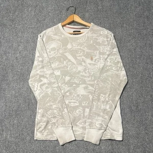 Volcom Sweatshirt Men’s Large AOP Stained Patterned Pullover White/Gray - Picture 1 of 10