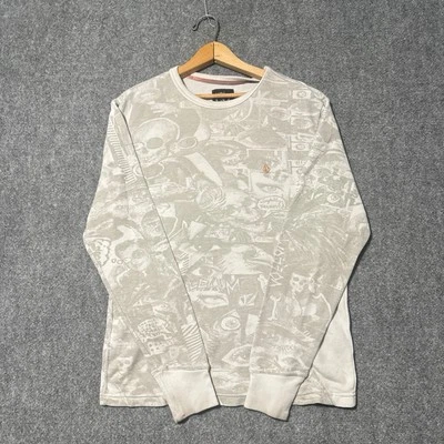 Volcom Sweatshirt Men’s Large AOP Stained Patterned Pullover White/Gray - Image 1 of 4