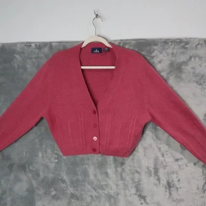 OBR Pullover Damen Medium Rosa Lammwolle Angora Zopfmuster Cardigan Cropped - Bild 1 von 12