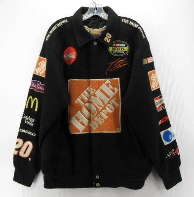 VINTAGE Jeff Hamilton Tony Stewart Jacket Medium Black NASCAR Racing Home Depot* - Image 1 of 4