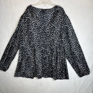 Torrid Damen V-Ausschnitt Animal Print Langarm Babydoll Stil Bluse Übergröße Xxl - Bild 1 von 10