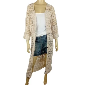ISABELLA the Label free size crochet long cardigan dress swimwear cover boho - Picture 1 of 9