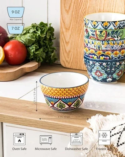 MALACASA 3 OZ Ramekins Juego de 6, tazas de platos para hornear postres de porcelana, lazo pequeño Foto 1 de 4